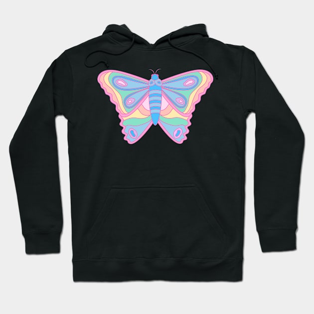 Pastel Psychedelic Moth Butterfly Hoodie by Moon Ink Design